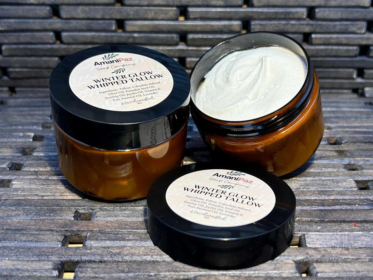 Grass-fed Tallow, Fruit Oil, Calendula infused olive oil, Pumpkin Seed Oil, Rosehip, Jojoba, Vitamin E
rich & fluffy body butter